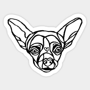 Small Dog, Lineart Black and White, Outline Chihuahua, Little Dog Sticker